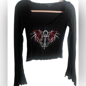Widow Black Gothic Long Sleeve Top